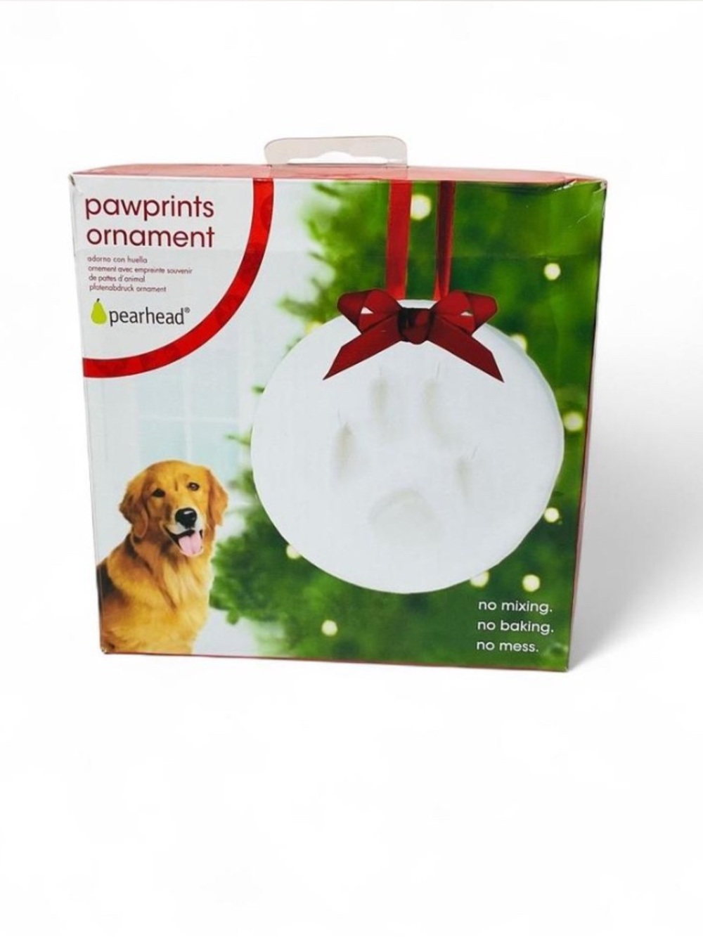 Pearhead Pawprints Ornament Kit in White and Red Accents
